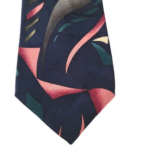 Zianetti Italiian Silk Collection Mens Abstract Pattern Textured Silk Necktie - Picture 1 of 5